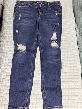 Old Navy Dark Blue Rockstar Distressed Women’s Super Skinny Ankle Jeans